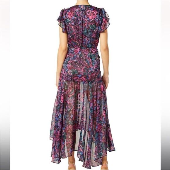 Misa Colette Ruched Floral Midi Dress Size Medium - Picture 4 of 14